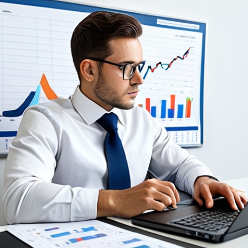 A calm and focused financial analyst, in professional business attire, sitting at a minimalist modern desk. They are meticulously writing in a personal trading journal, with a laptop displaying abstract financial charts in the background, symbolizing introspection and strategic planning. The setting is a bright, organized office space. The subject is fully clothed, appropriate attire, professional dress, safe for work, modest clothing, correct proportions, perfect anatomy, natural pose, well-formed hands, proper finger count. High-quality professional photography, detailed, realistic.
